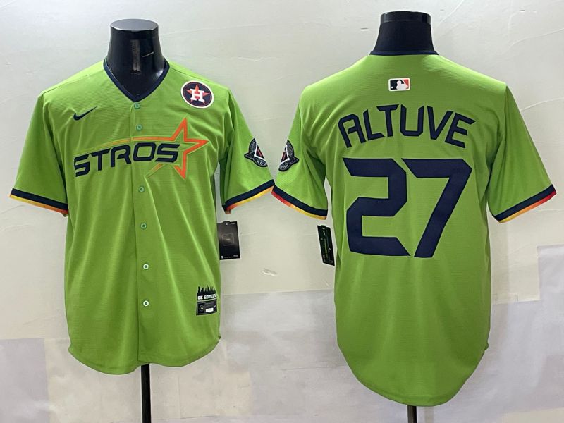 Men Houston Astros 27 Altuve Green three generations Joint Name 2025 Nike MLB Jersey style 11